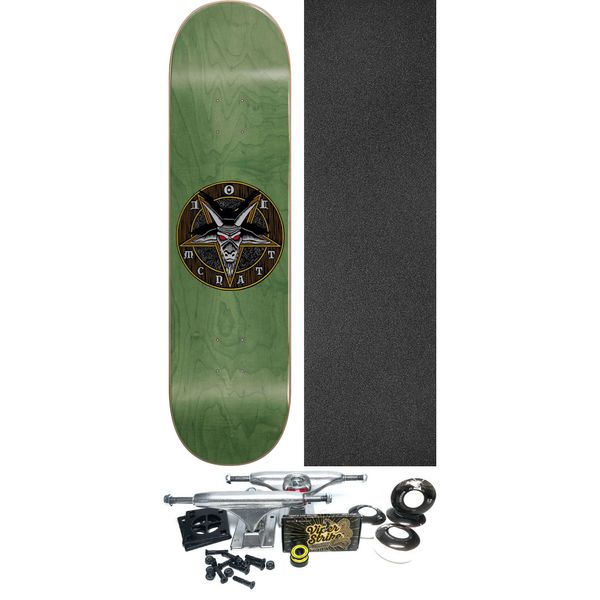 101 Boards Skateboards Adam McNatt Star of Satan Green Skateboard Deck HT - 8.5" x 32" - Complete Skateboard Bundle